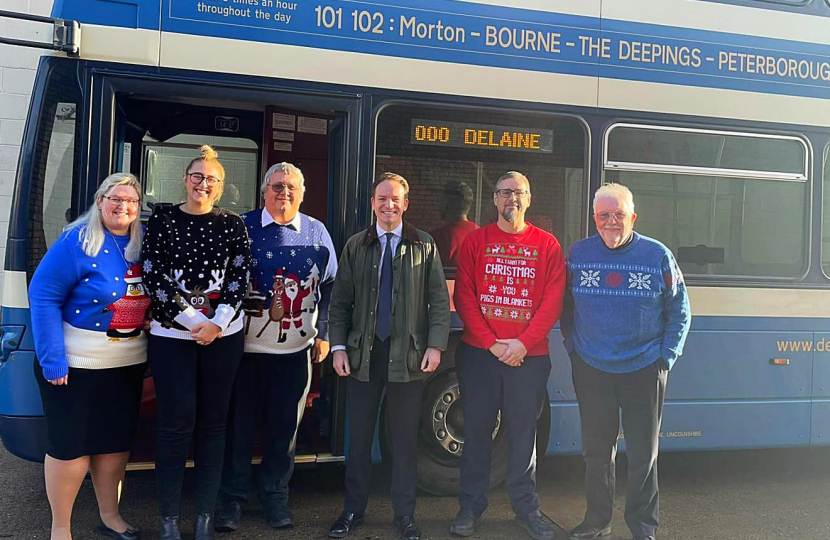 Gareth Davies MP with the team at Delaine Buses