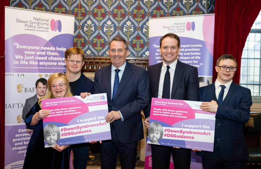 Gareth Davies MP and Dr Liam Fox MP with Down syndrome support campaigners