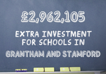 Graphic showing £2,962,105 cash boost to constituency schools
